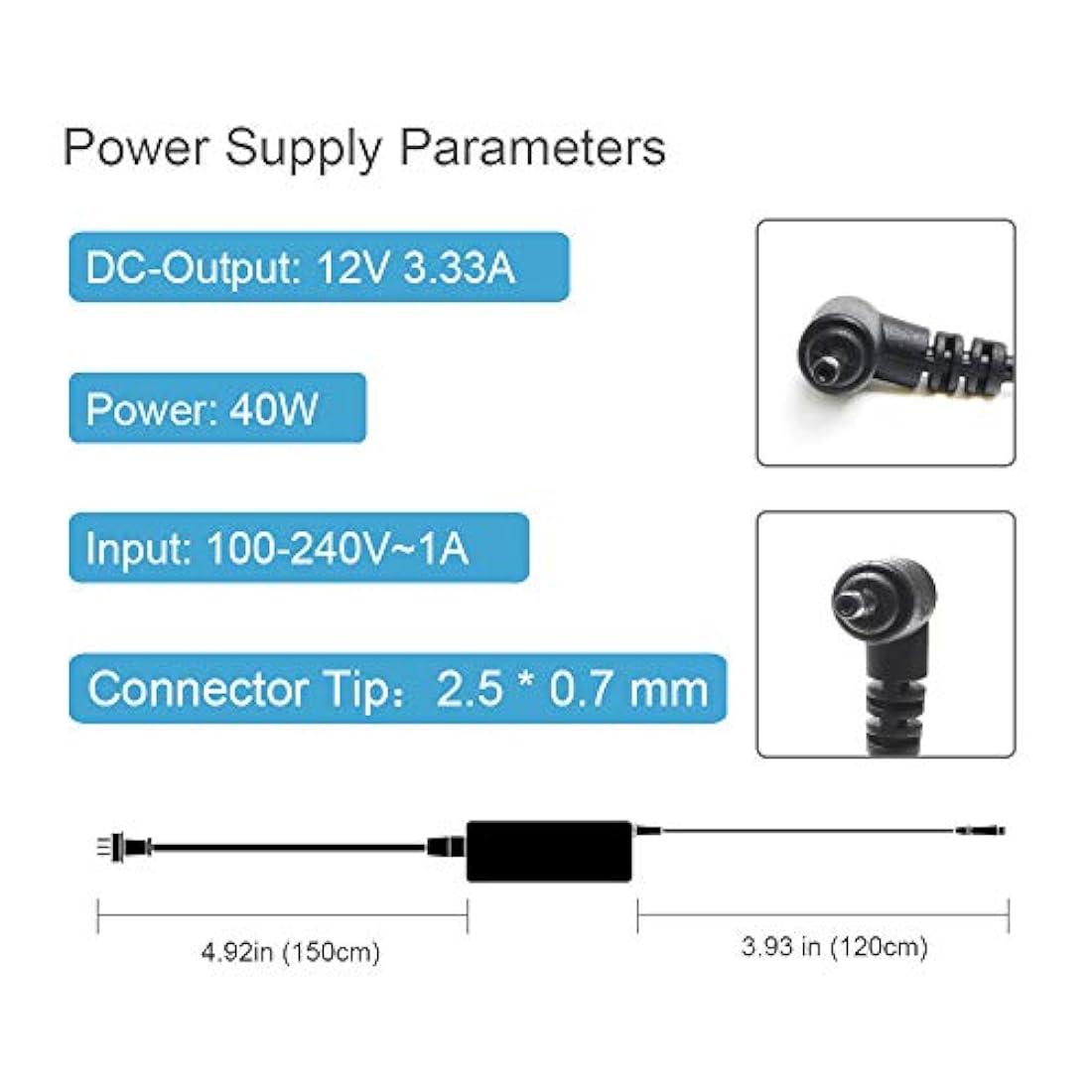 40W 12V 3.33A Adaptador de Cargador de computadora portátil