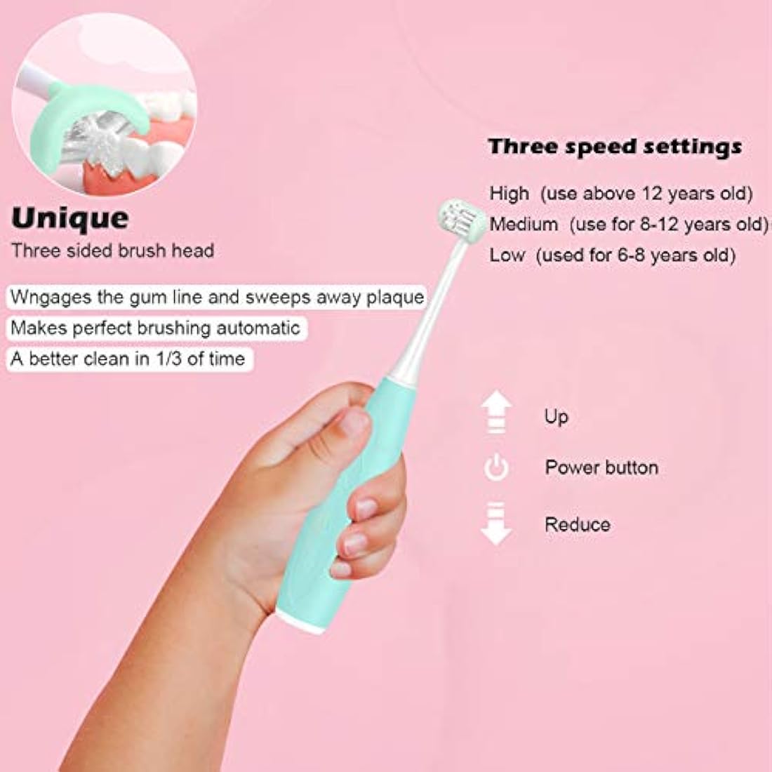 Cepillo de dientes sónico triple para niños