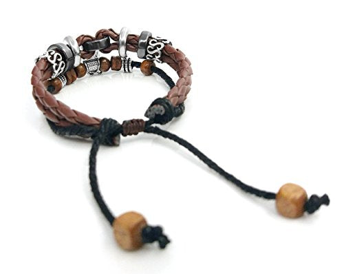 Pulsera trenzada tejida de cuero ajustable