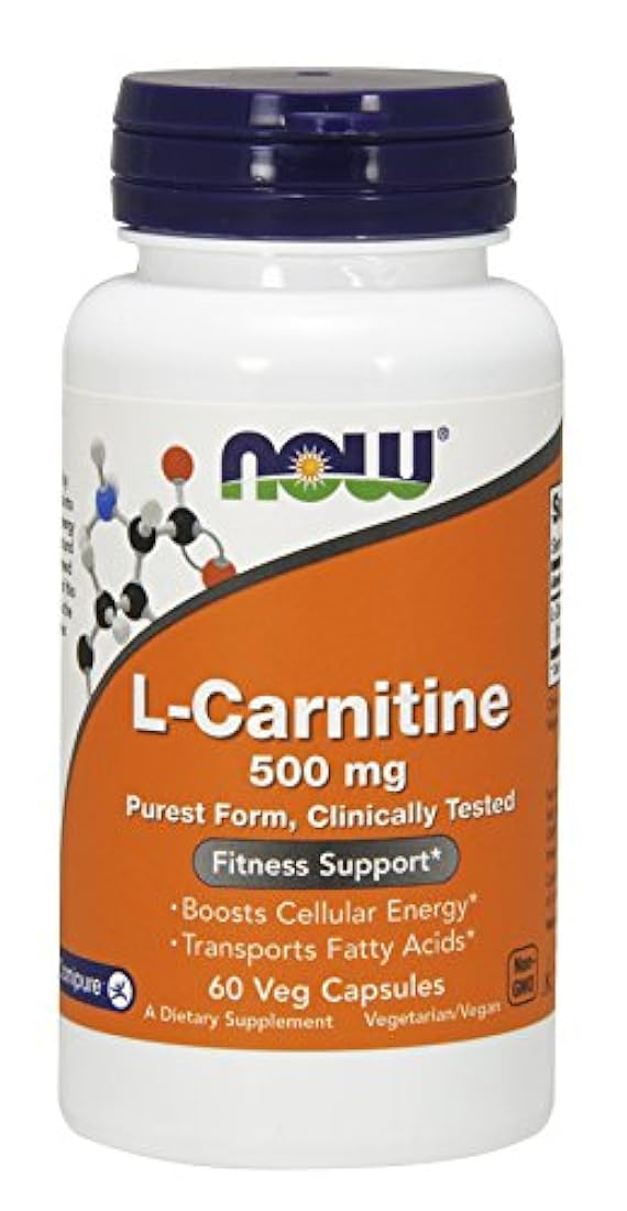 NOW® L-Carnitina, 500 mg, 60 cápsulas de verduras