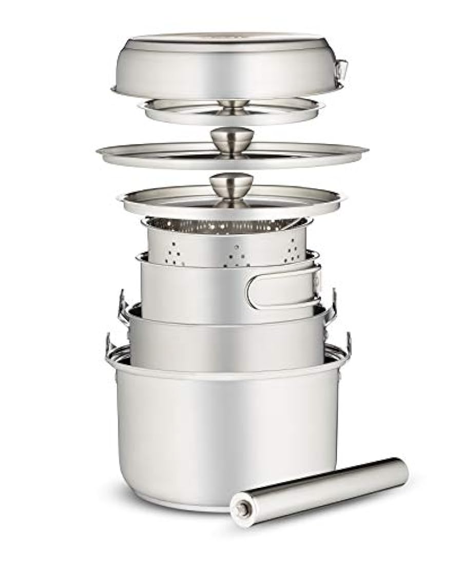 Juego de sartenes y ollas de acero inoxidable