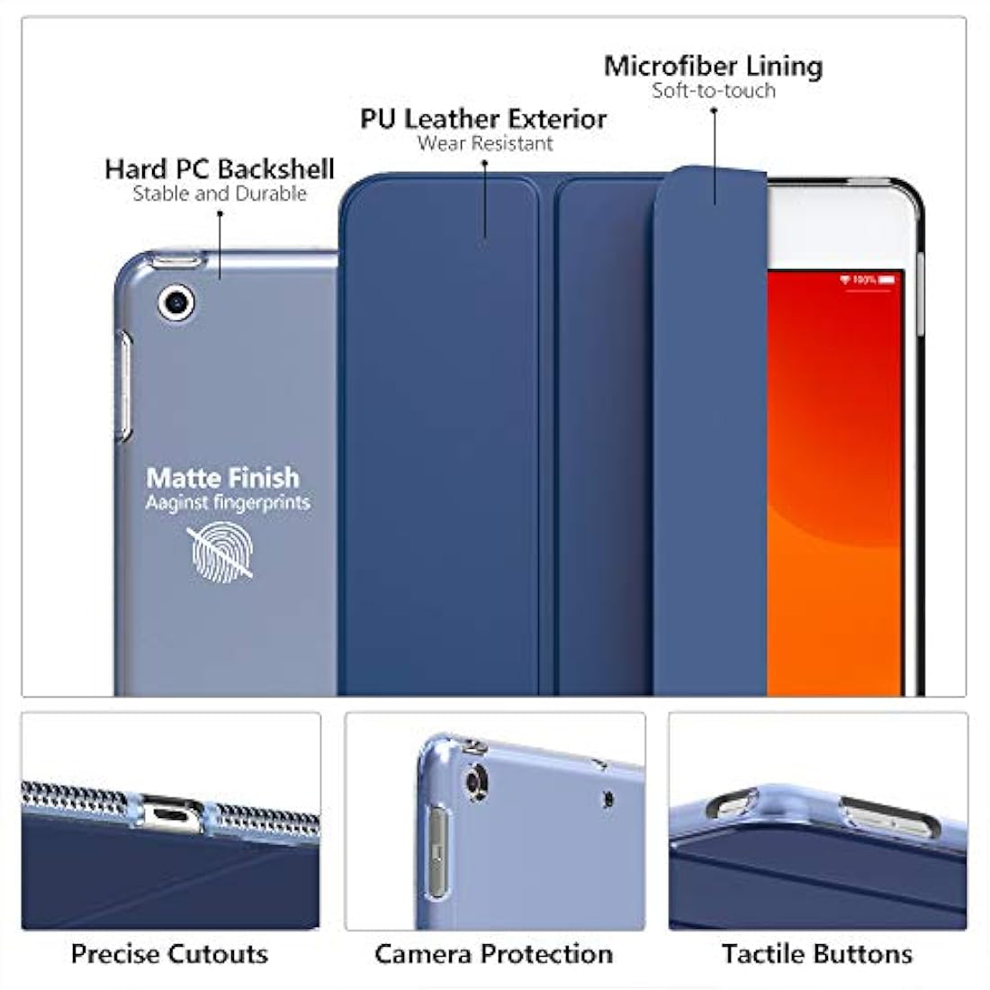 Funda delgada y ligera con función atril y protector