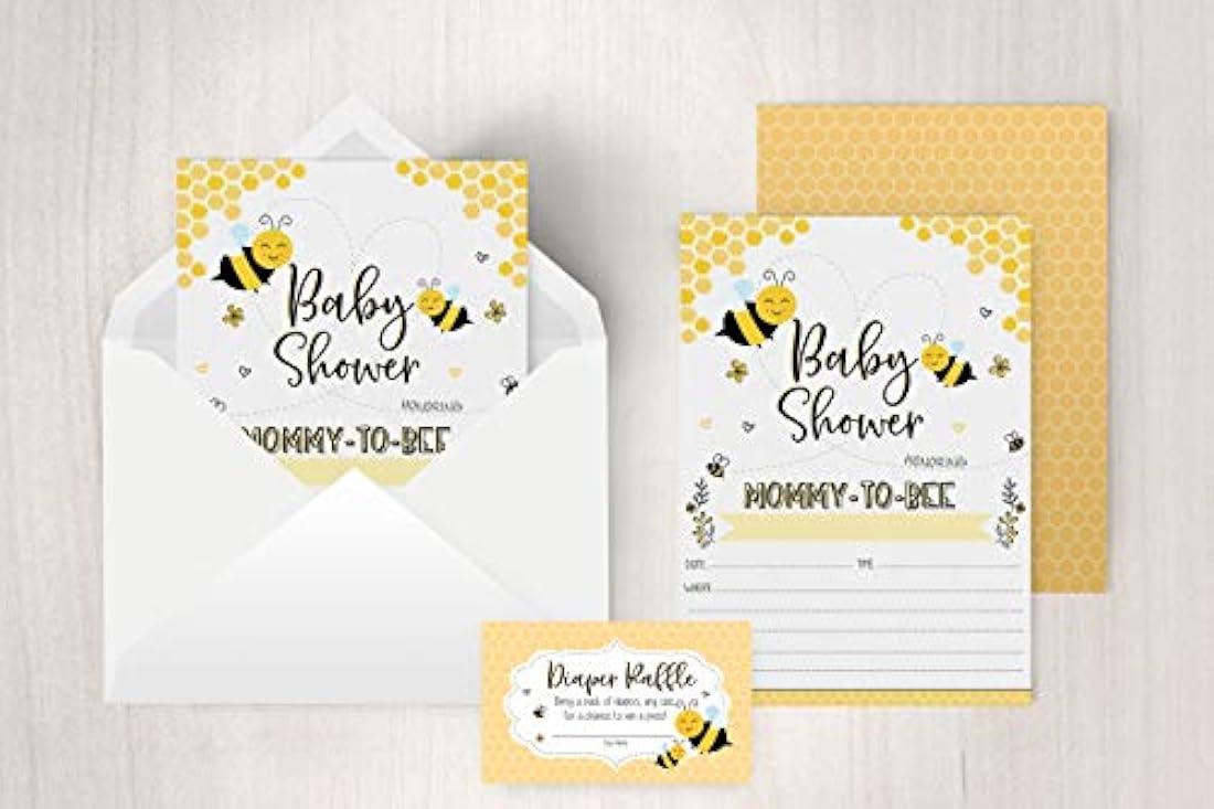 Invitaciones de mamá a abeja, color amarillo neutro