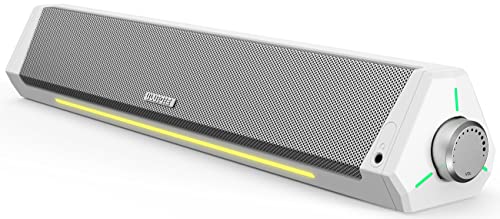 Parlantes para computador, barra de sonido RGB dinámica, estéreo HiFi con Bluetooth 5.0 y conexión auxiliar de 3.5mm, alimentados por USB, para computador de escritorio, monitor, portátil