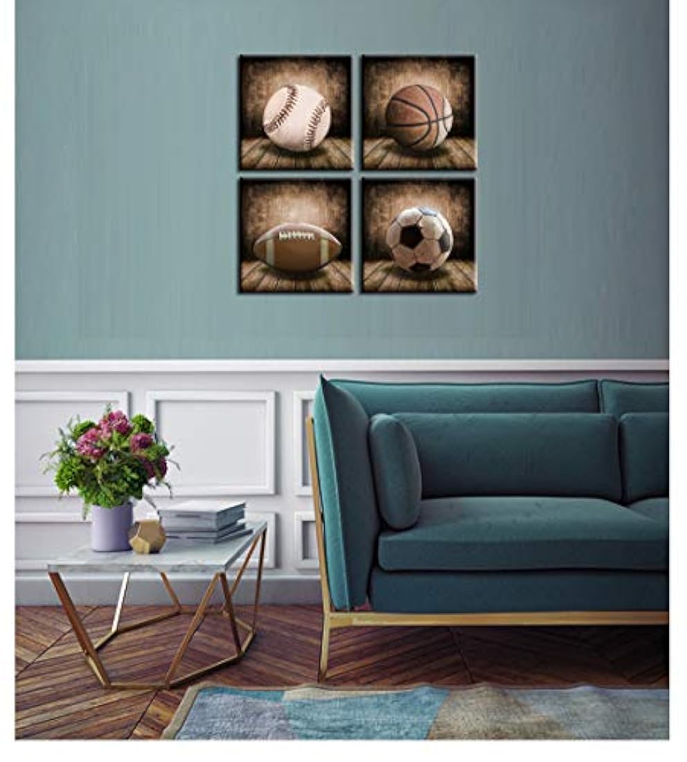 Lienzo para pared con diseño rústico de baloncesto de fútbol