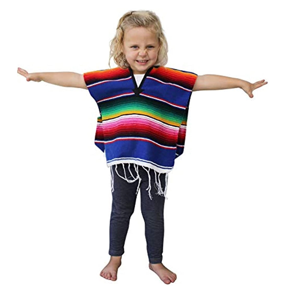 Disfraces de poncho mexicano para niños de 2 a 14 años
