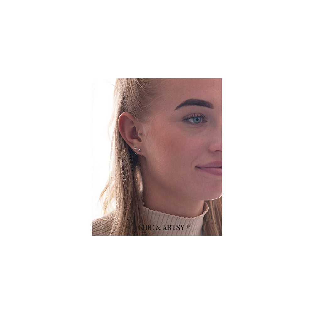 Aretes de aro de plata con forma de bola