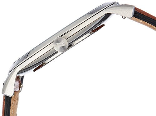 Reloj de cuero marrón claro con tres manecillas