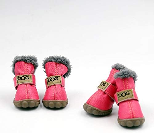 PIHAPPY - Botas de invierno para perros pequeños, antideslizantes, suaves, suela antideslizante, protectores para patas de cachorros, 4 unidades