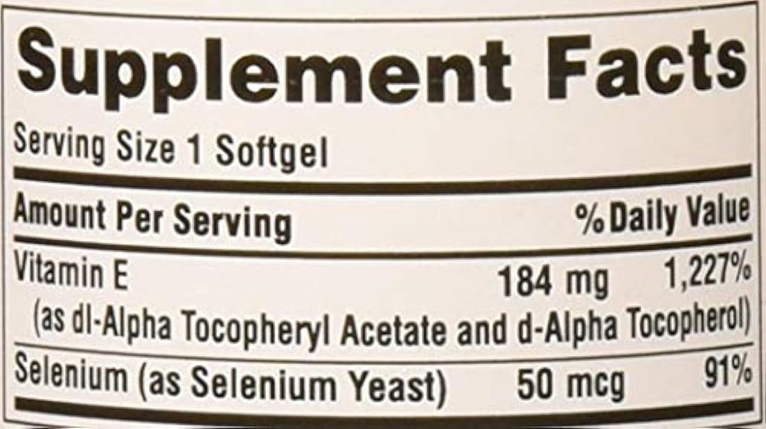 Vitamina E 400 UI con selenio 50 mcg para la salud inmune