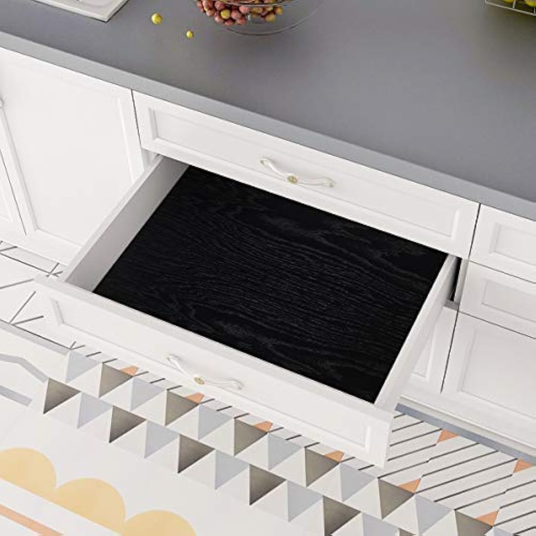 Papel autoadhesivo estilo madera negra(196.85x24.02x0.01)