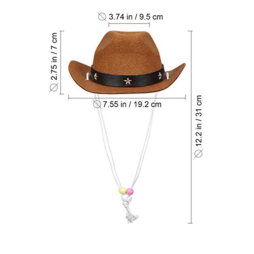 POPETPOP Sombrero de vaquero para perro, divertido sombrero de fiesta para mascotas, perros, gatos, accesorios de disfraz de vaquero para fiestas navideñas (café)
