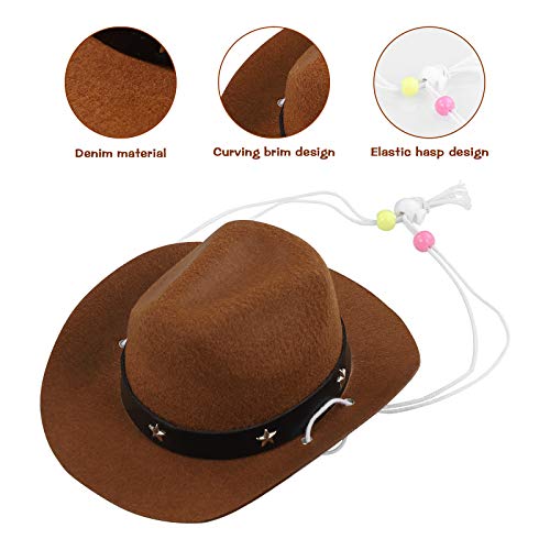 POPETPOP Sombrero de vaquero para perro, divertido sombrero de fiesta para mascotas, perros, gatos, accesorios de disfraz de vaquero para fiestas navideñas (café)