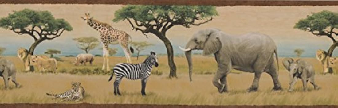 cenefa de papel moderno realista de animales de la selva