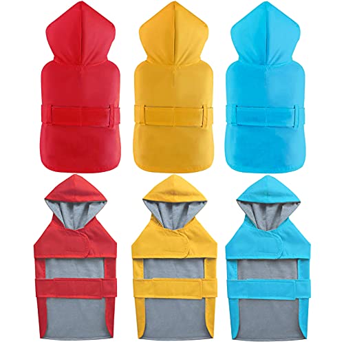 LeerKing Poncho impermeable para perros con forro de algodón, agujero para correa, chaqueta impermeable con capucha, 10 tamaños para perros pequeños, medianos y grandes, amarillo, XXS
