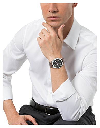 Reloj de acero inoxidable para hombre correa de cuero