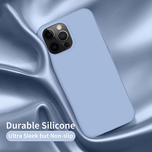 Cordking Funda diseñada para iPhone 13 Pro Max, funda protectora de silicona ultra delgada a prueba de golpes con forro de microfibra suave antiarañazos, 6.7 pulgadas, azul claro