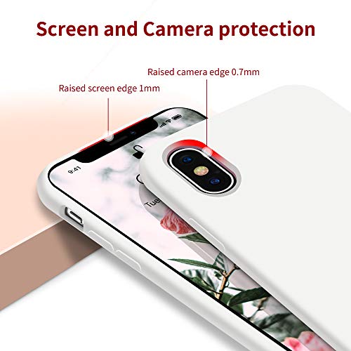 OTOFLY Funda de goma de gel de silicona líquida a prueba de golpes para iPhone Xs/iPhone X, antiarañazos y huellas dactilares, compatible con iPhone X/iPhone Xs de 5.8 pulgadas (2018), color blanco