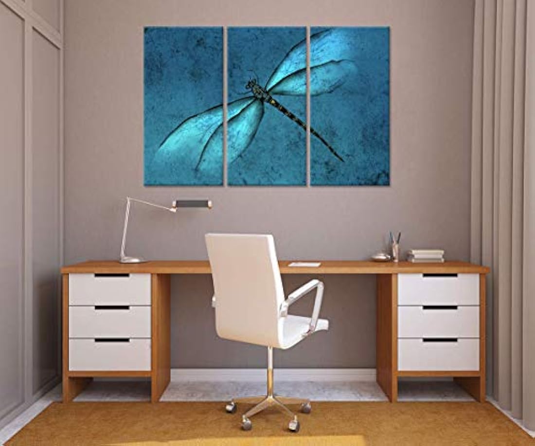 3 piezas de lienzo para pared, diseño abstracto de libélula