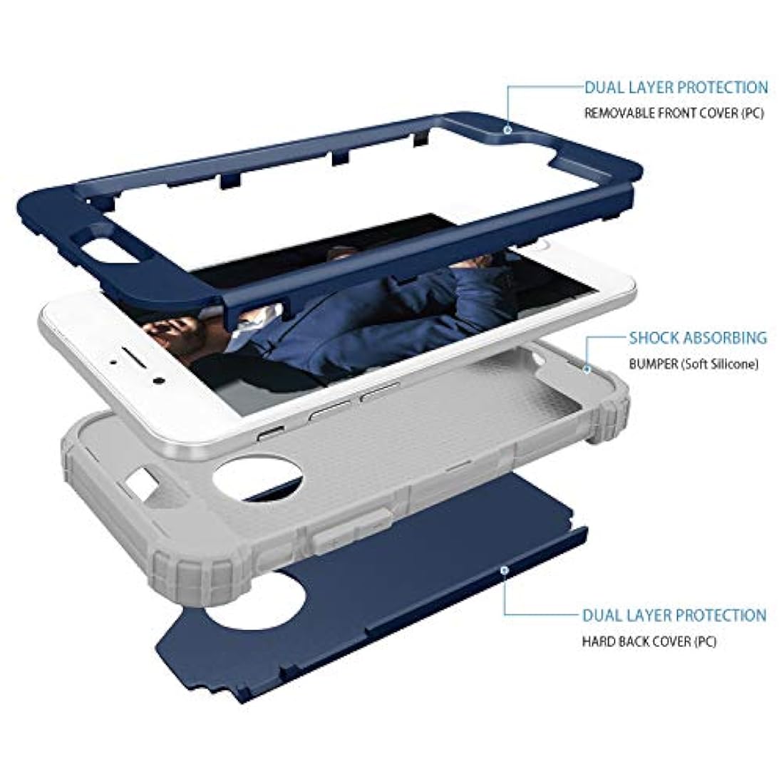 Fingic-Carcasa para iPhone 8, iPhone 7,ultra finas, de goma