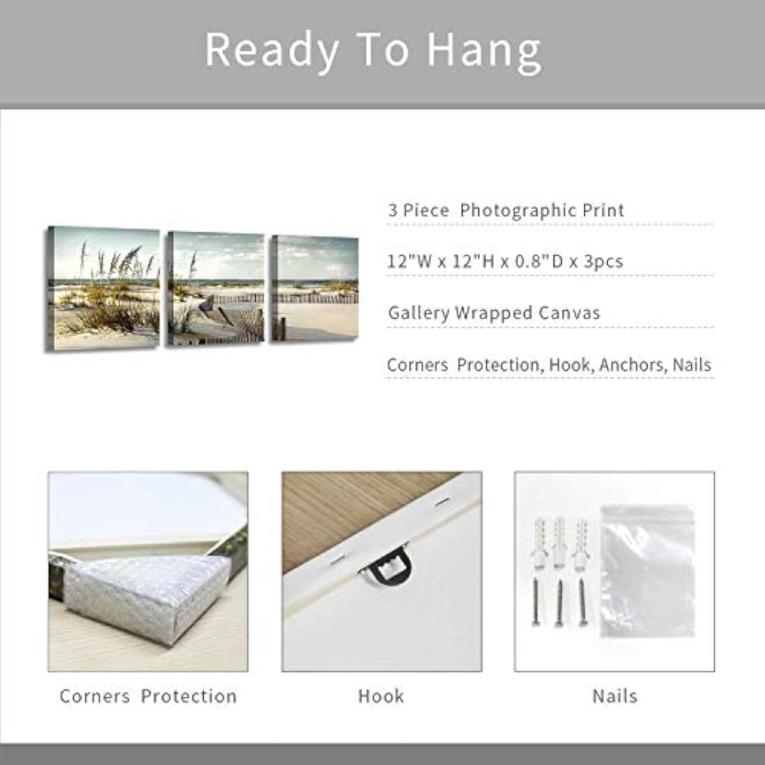 Lienzo de playa, arte de pared: dunas de arena costeras