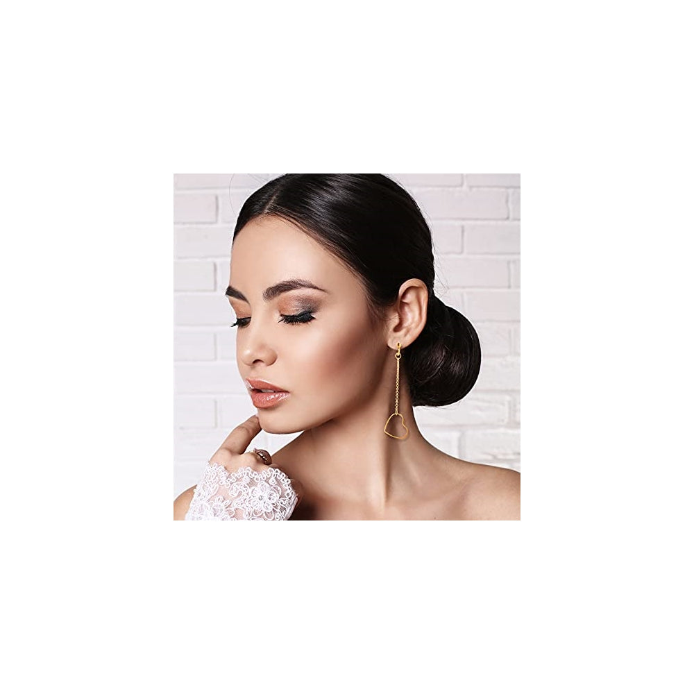 Aretes colgantes con clip en gota bohemia para mujeres