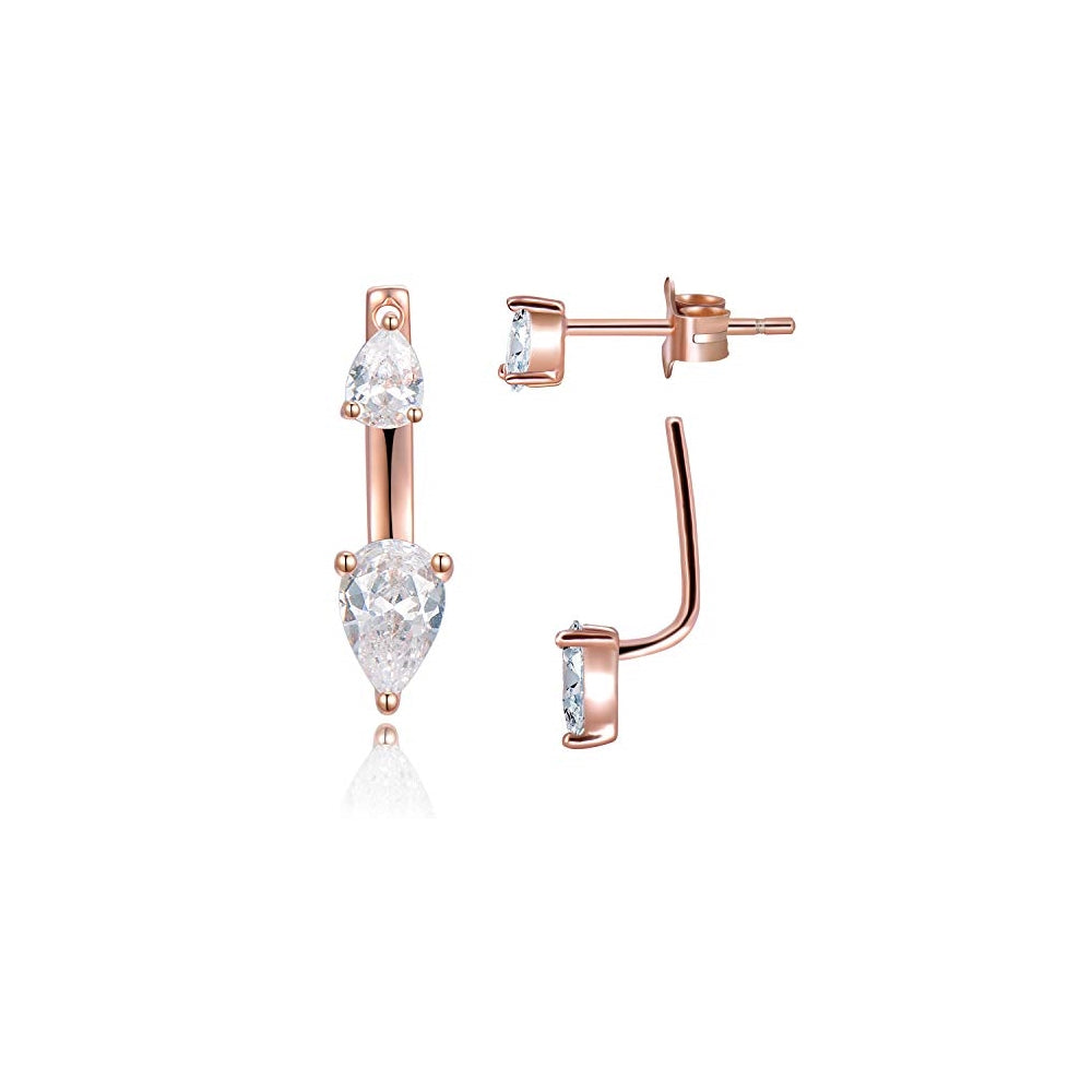 Aretes con forma de pera doble con circonita cúbica