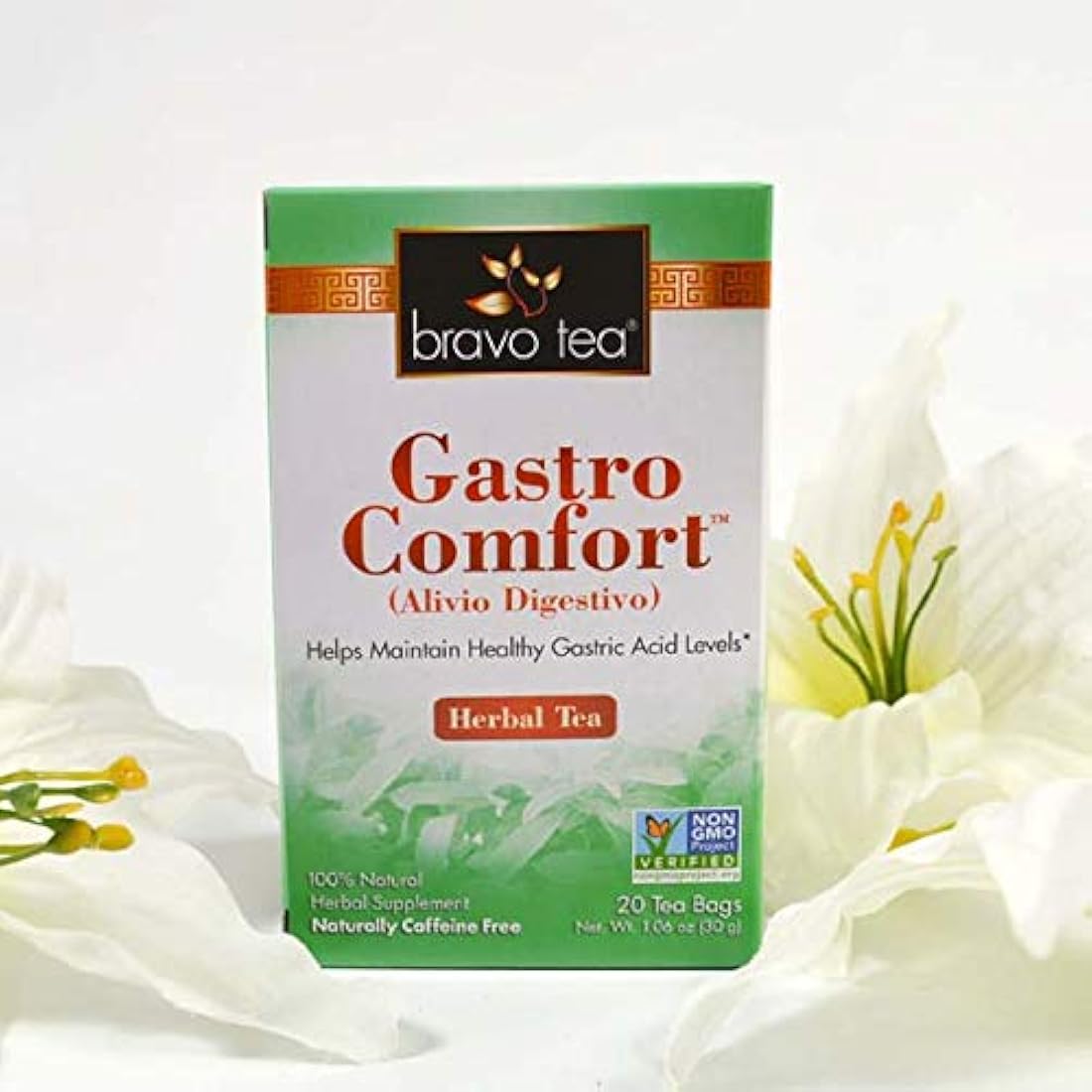 Bravo Tea, Gastro Comfort té de hierbas, sin cafeína, 20 bolsas de té