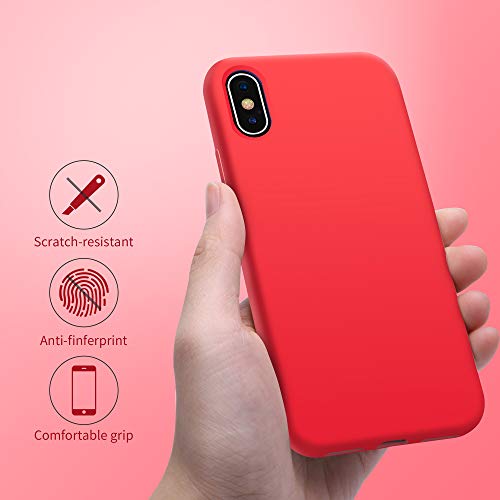 OTOFLY - Funda protectora de goma de silicona suave de alta calidad, compatible con Apple iPhone X (solamente), color rojo