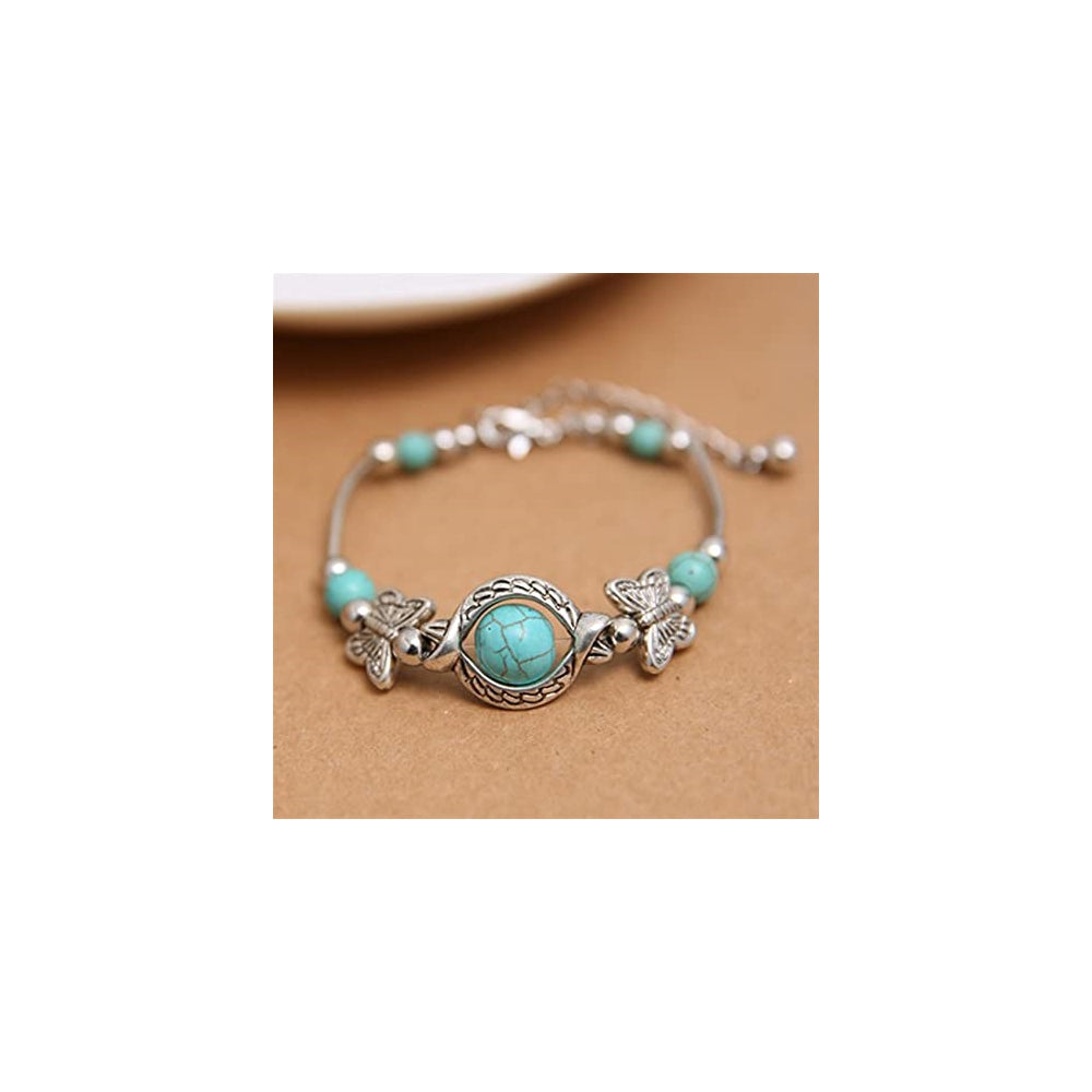 Pulseras y tobilleras de cuentas de turquesa