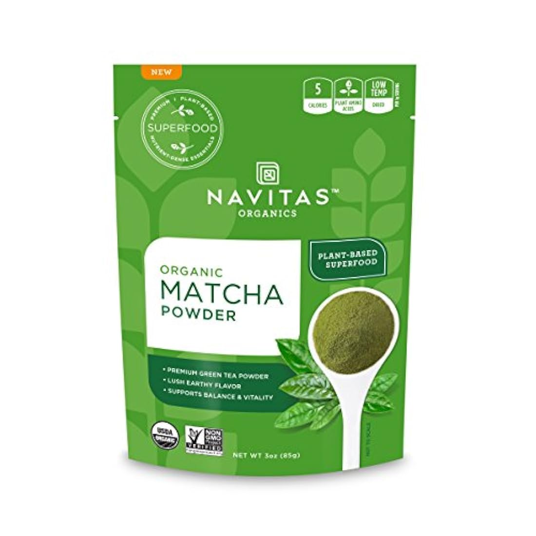 Navitas Organics Matcha Polvo de 3 onzas, bolsa de grado
