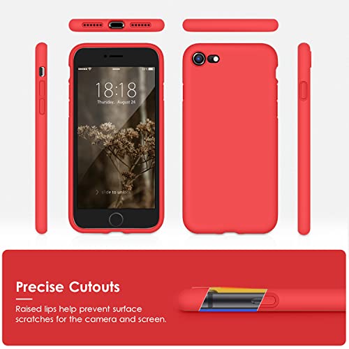DTTOCASE - Funda para iPhone SE 2022/2020, iPhone 8, iPhone 7, funda de silicona líquida para iPhone SE 8 7 de 4.7 pulgadas, funda protectora colorida suave y sedosa para niñas y mujeres, color rojo