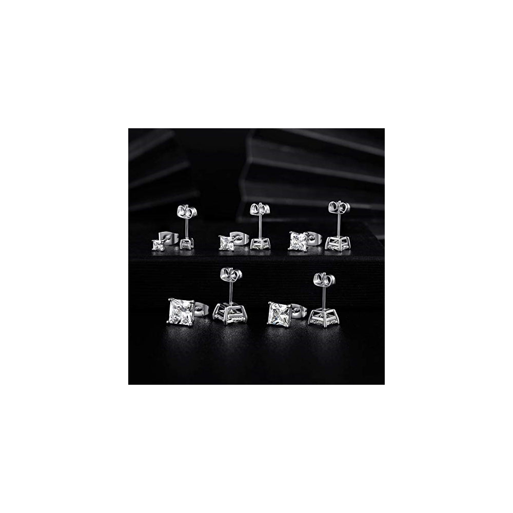 Aretes chapados en oro blanco de 18 quilates con circonita