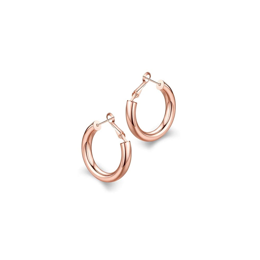 Aretes gruesos huecos chapados en oro para mujer