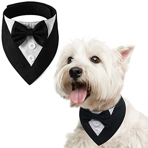 FUAMEY Esmoquin para perro, collar formal de boda para perro, collar de perro con pajarita, disfraz de cumpleaños ajustable, fiesta de mascotas, traje de boda para perro, traje de San Valentín, disfraz de cosplay para mascotas pequeñas, medianas y grandes
