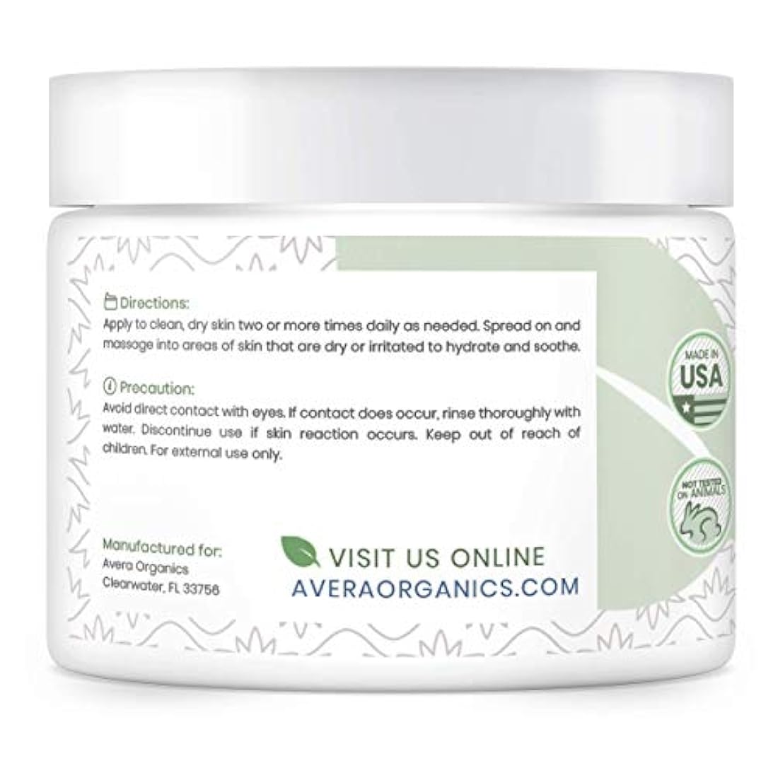 Avera Organics - Crema facial y corporal, Blanco