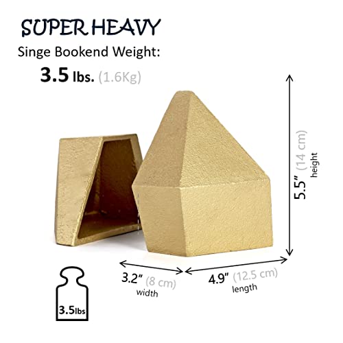 Ambipolar - Sujetalibros decorativos, hierro fundido resistente, decoración de estante de arte, tema abstracto geométrico (dorado)
