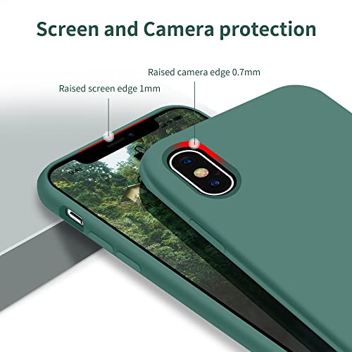 OTOFLY Funda compatible con iPhone X, ultra delgada, de silicona líquida con protección de cuerpo completo, antiarañazos, a prueba de golpes, forro de microfibra suave de 5.8 pulgadas (verde pino)