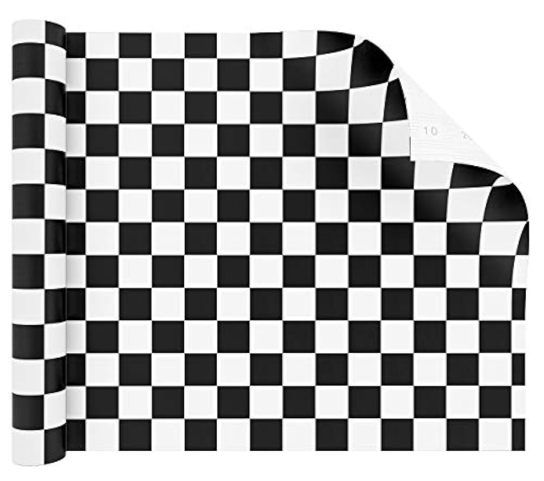 Papel autoadhesivo a cuadros en blanco/negro (12.0 x 12.0)