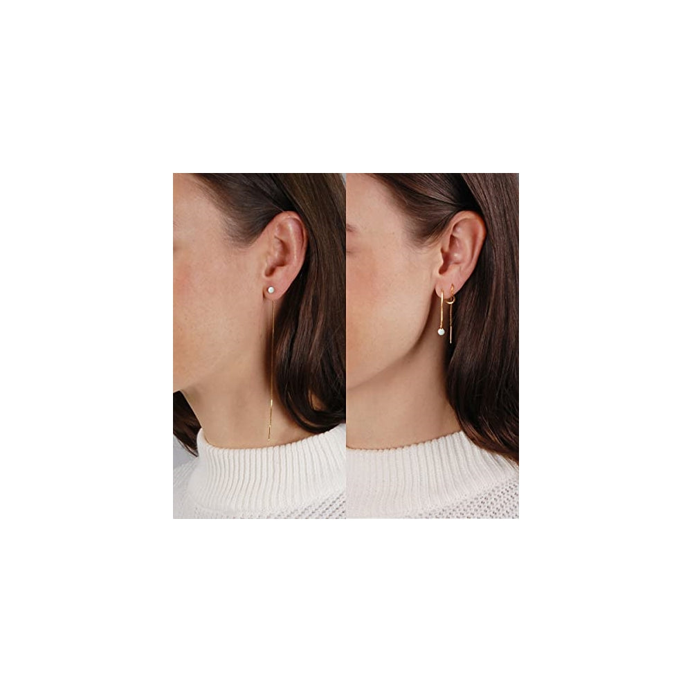 Aretes enhebradores para mujer con ópalos