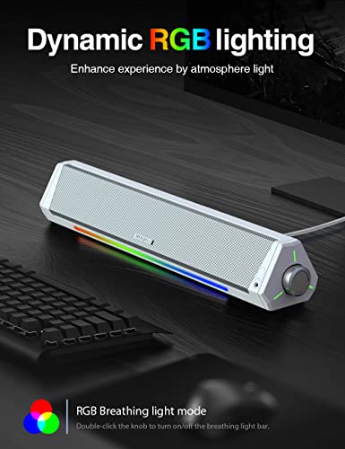 Parlantes para computador, barra de sonido RGB dinámica, estéreo HiFi con Bluetooth 5.0 y conexión auxiliar de 3.5mm, alimentados por USB, para computador de escritorio, monitor, portátil