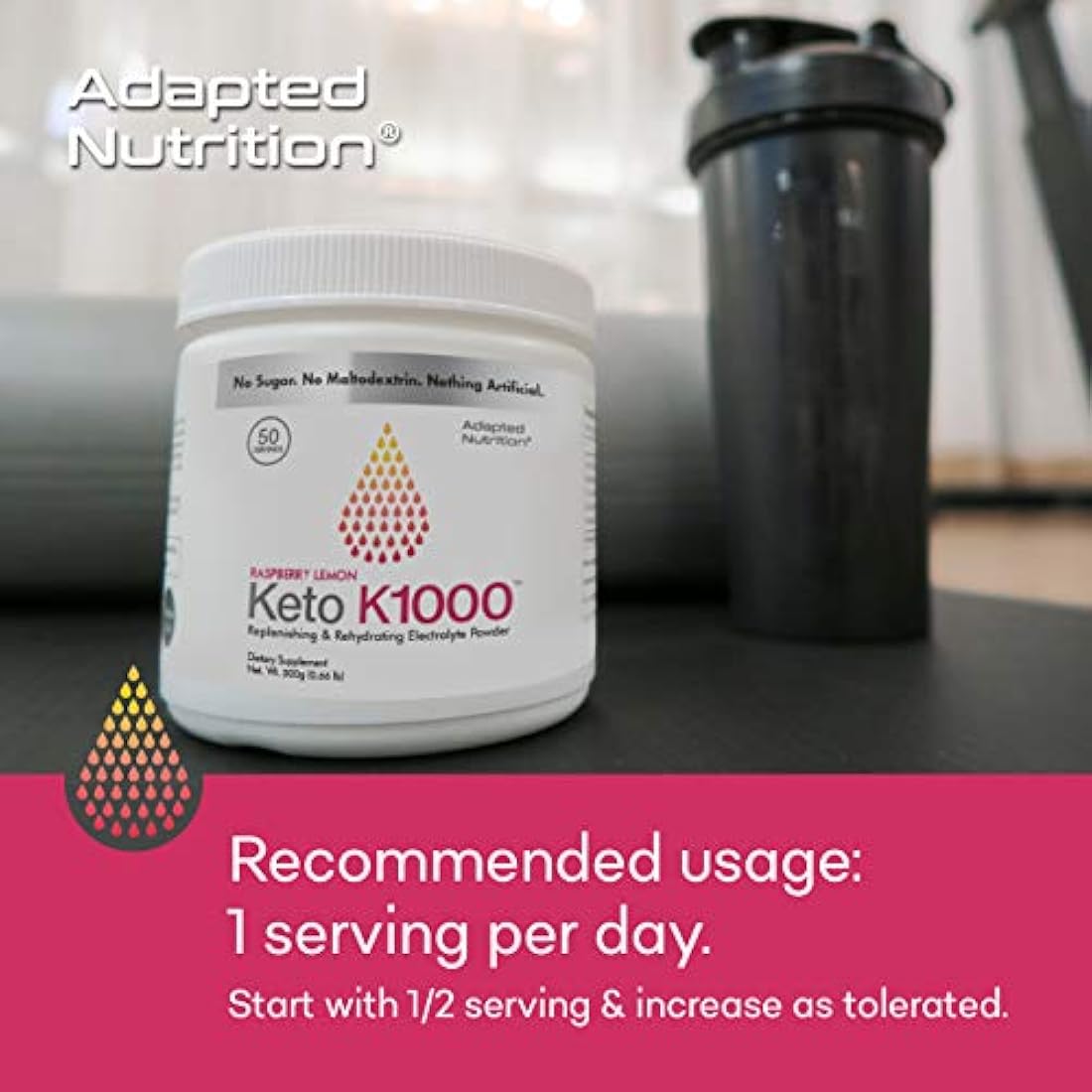 Keto K1000 Electrolyte Powder | Potenciar la energía y batir calambres de piernas | sin maltodextrina o azúcar | sin ingredientes de China | Amazing Raspberry Lemon | 50 porciones