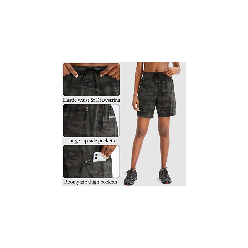 Shorts cortos de senderismo para mujer talla 3XL verde