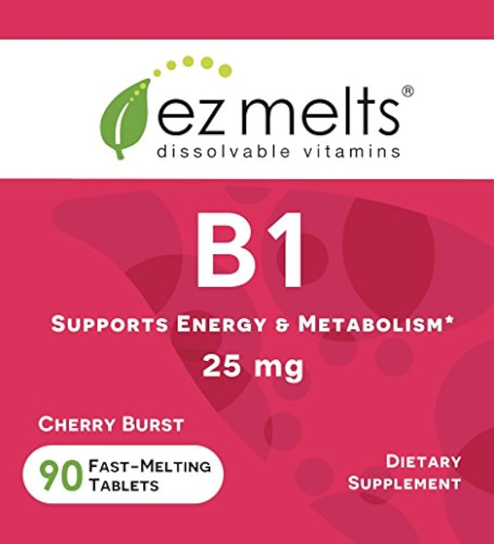 EZ derrite B1 como tiamina, 25 mg, soporte inmunológico, vitaminas sublinguales, vegano, cero azúcar, sabor a cero, 90 tabletas de disolución rápida