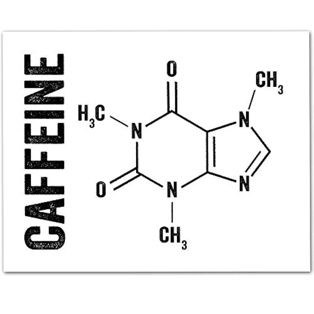 Molécula de cafeína Lámina tipográfica sin marco 11x14