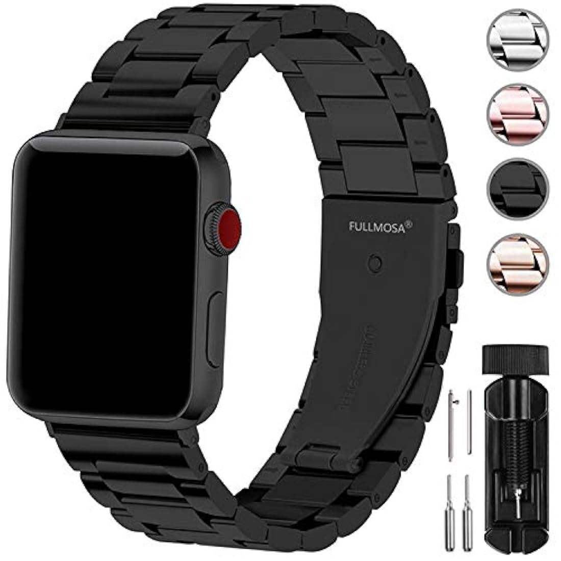 Banda de reloj mental de acero inoxidable color negro