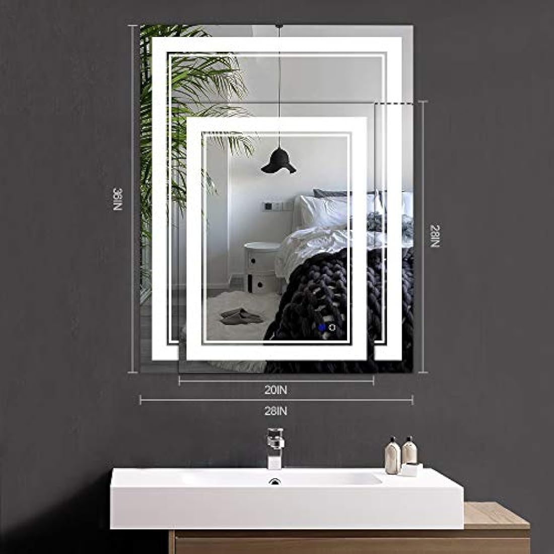 Keonjinn Espejo de maquillaje con luz vertical y horizontal
