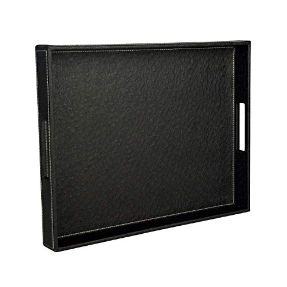 Bandeja de servir con asas, rectangular de cuero(20.0x 16.0)