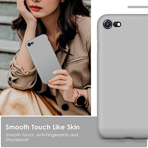 DTTOCASE - Funda para iPhone SE 2022/2020, iPhone 8, iPhone 7, funda de silicona líquida para iPhone SE 8 7 de 4.7 pulgadas, funda protectora colorida suave y sedosa para niñas y mujeres, color gris marino