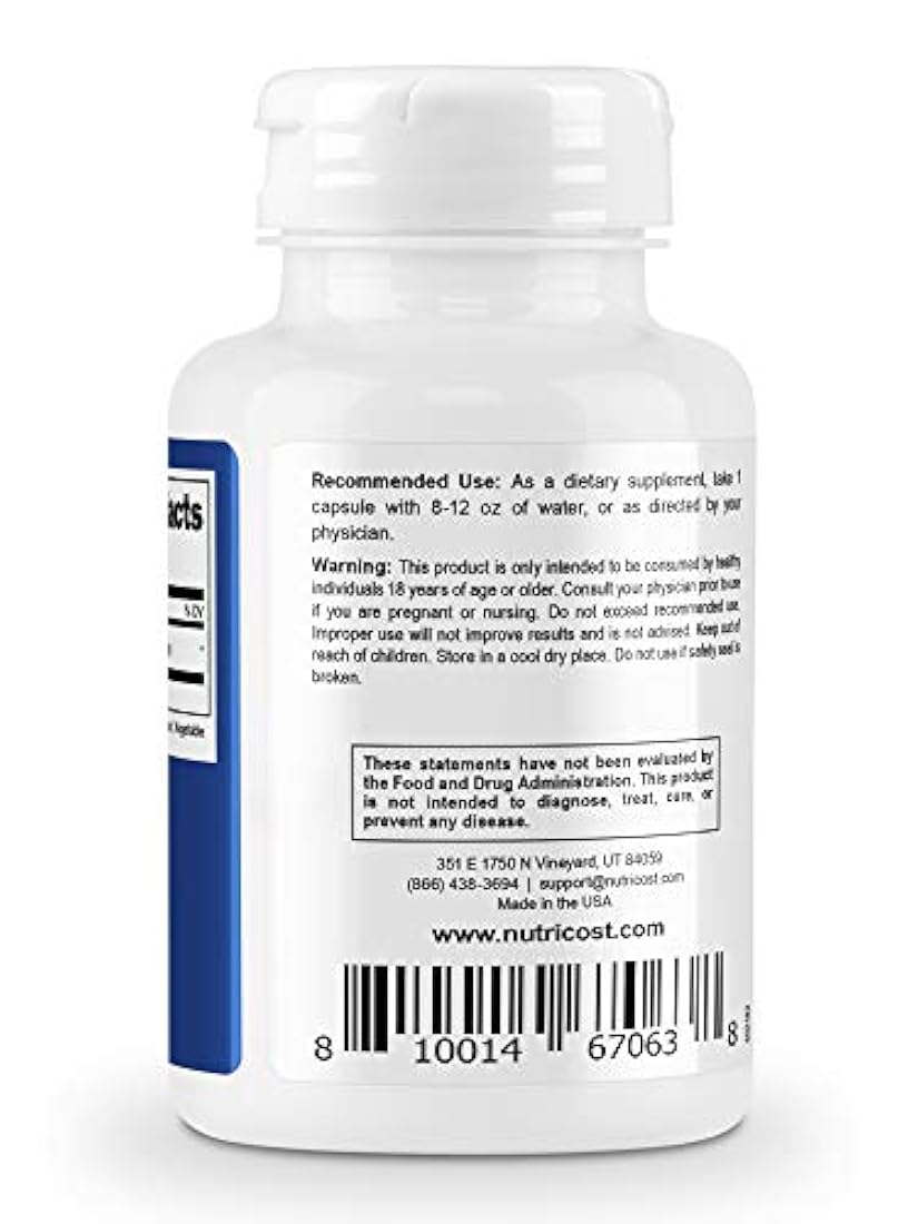 Nutricost Beta Glucan 500 mg 1,3D Glucan, 60 cápsulas